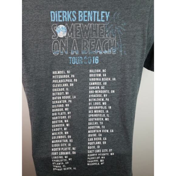 Dierks Bentley Somewhere on a beach 2016 tour gray tshirt size Medium - Picture 4 of 5